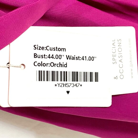 Fuchsia Ruffle-Front Chiffon Bridesmaid Dress V-Neckline Waist Knee-Length New - Picture 9 of 12